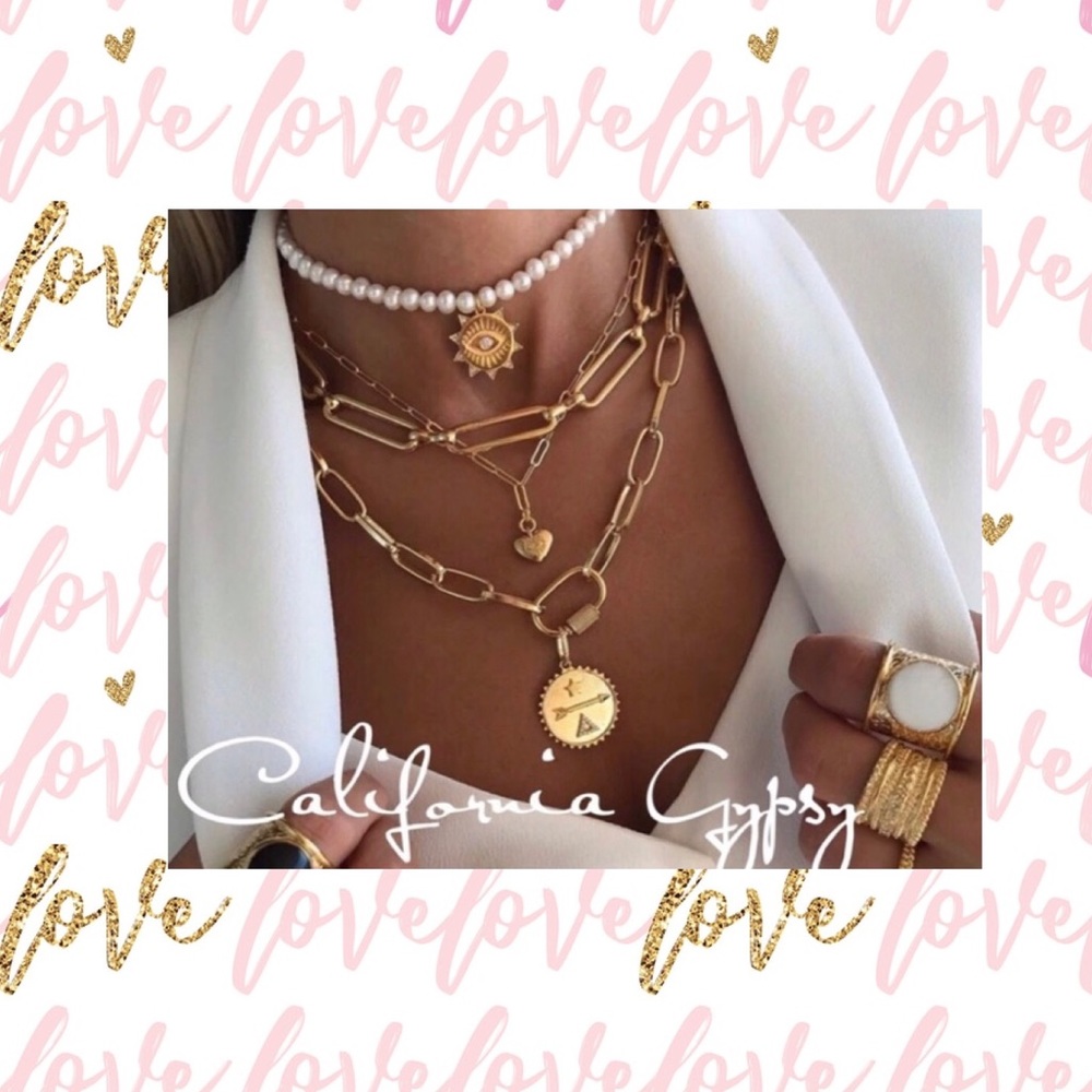 Layered Pearl Gold Safety Pin - Picture 1 of 8